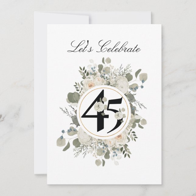 Invitación Hermoso Pastel Floral 45º ANIVERSARIO (Anverso)