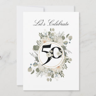 Invitación Hermoso Pastel Floral 50º ANIVERSARIO