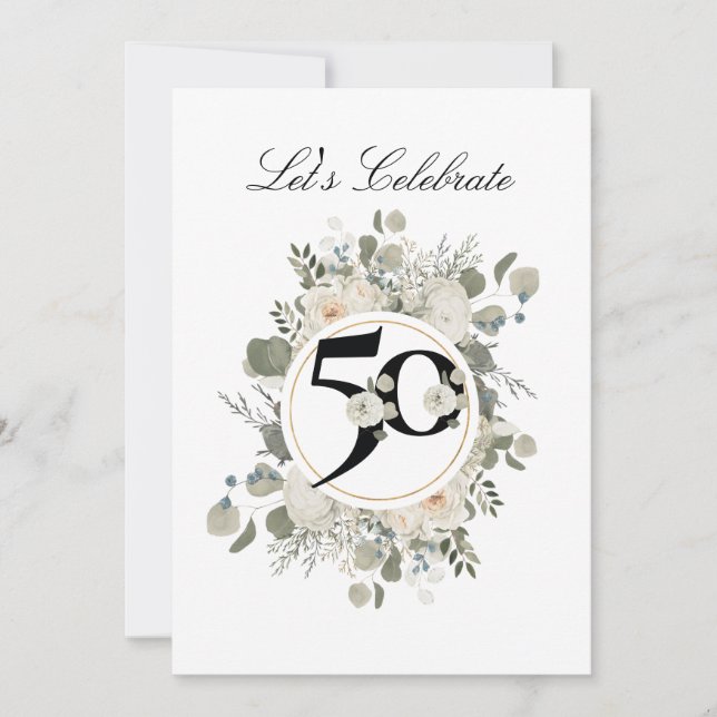Invitación Hermoso Pastel Floral 50º ANIVERSARIO (Anverso)