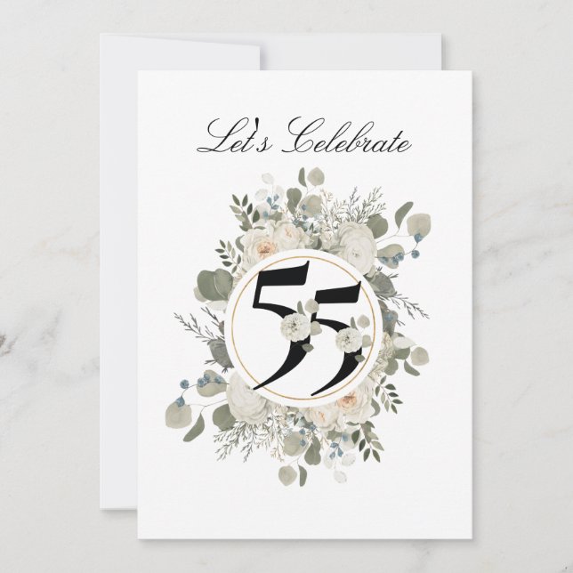 Invitación Hermoso Pastel Floral 55º ANIVERSARIO (Anverso)