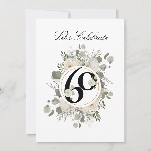 Invitación Hermoso Pastel Floral 60º ANIVERSARIO (Anverso)