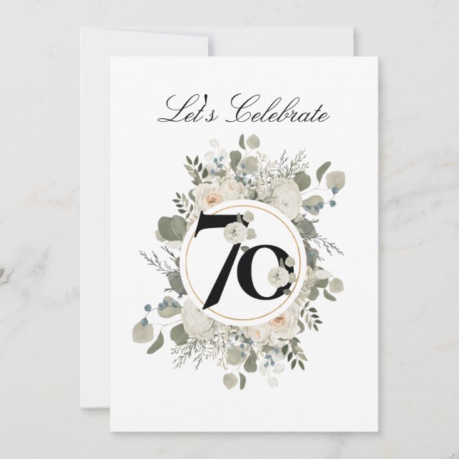 Invitación Hermoso Pastel Floral 70º ANIVERSARIO (Anverso)