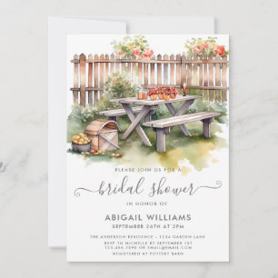 Invitación Hermoso patio trasero rojo floral ducha de novia