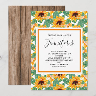 Invitación Hermoso patrón de girasoles amarillos y verdes par