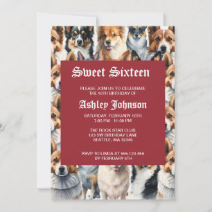 Invitación Hermoso patrón de perro Corgi en acuarela         