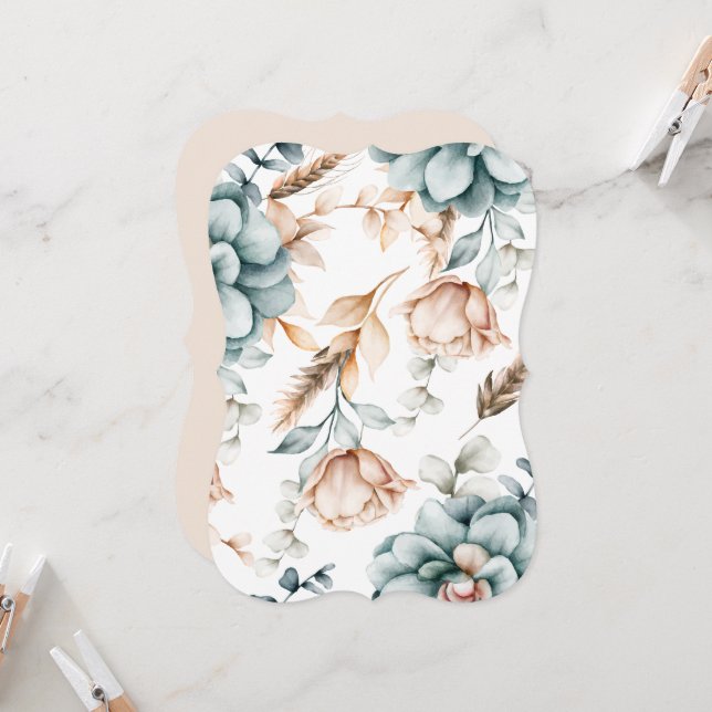 Invitación Hermoso patrón floral sin costuras con vintage  (Anverso/Reverso In Situ)