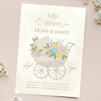 Hermoso Pram Floral Rústica Flores Baby Shower