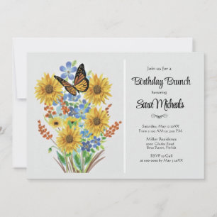 Invitación Hermoso ramo de flores cumpleaños Brunch