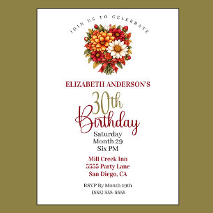 Invitación Hermoso ramo de flores de otoño para 30 cumpleaños