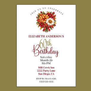 Invitación Hermoso ramo de flores de otoño para 60 cumpleaños