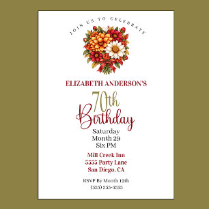 Invitación Hermoso ramo de flores de otoño para 70 cumpleaños