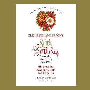 Invitación Hermoso ramo de flores de otoño para 80 cumpleaños