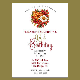 Invitación Hermoso ramo de flores de otoño para 98 cumpleaños