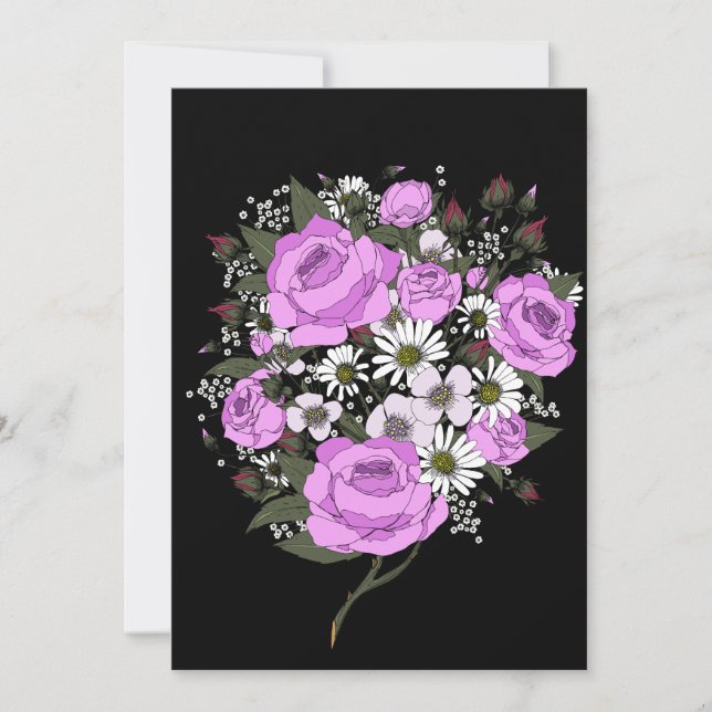 Invitación Hermoso ramo de rosas rosadas (Anverso)