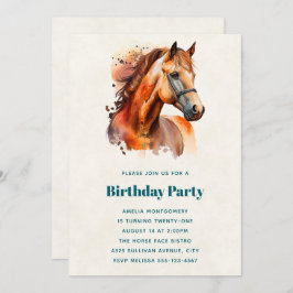 Invitación Hermoso retrato de caballo sorrel cumpleaños