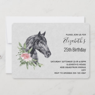 Invitación Hermoso retrato de cabeza de caballo en acuarela d