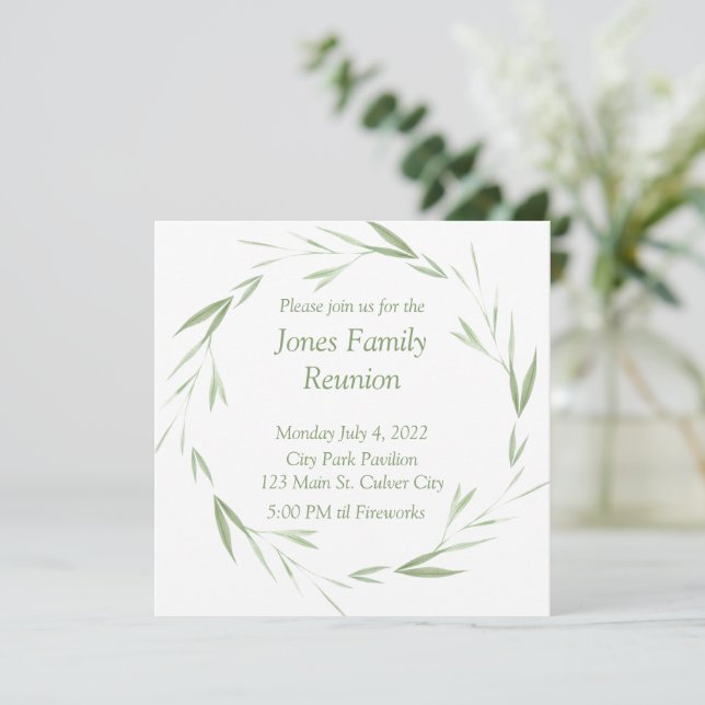 Invitación Hermoso reunión familiar personalizado con vegetac (Anverso de pie)
