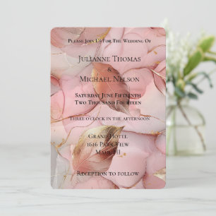 Invitación Hermoso romántico Rubor rosado deja Boda