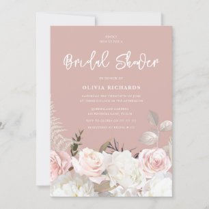 Invitación Hermoso Rosa Botánico All Seasons Bridal Shower