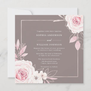 Invitación Hermoso Rosa de Rubor Dusty Purple Boda