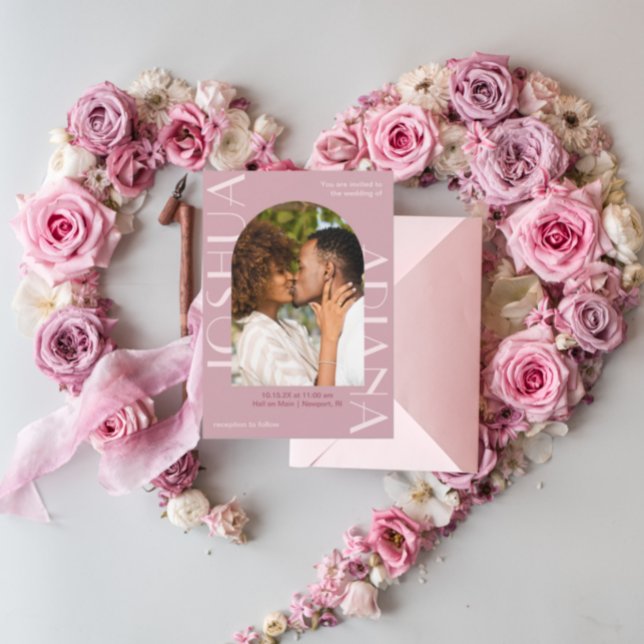 Invitación Hermoso Rosa dos Bodas de fotografía (Subido por el creador)