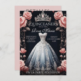 Invitación Hermoso Rosa español de Quinceañera