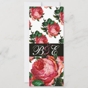 INVITACIÓN HERMOSO ROSA ROSA AQUA AZUL TEAL MONOGRAMA FLORAL