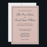 Invitación Hermoso Rosa y Boda azul<br><div class="desc">Un hermoso diseño de invitación a la boda,  este artículo presenta el color azul en un fondo polvoriento de rosa. Moderno y moda,  edite la información utilizando las plantillas. ¡Pida hoy tus invitaciones de boda!</div>