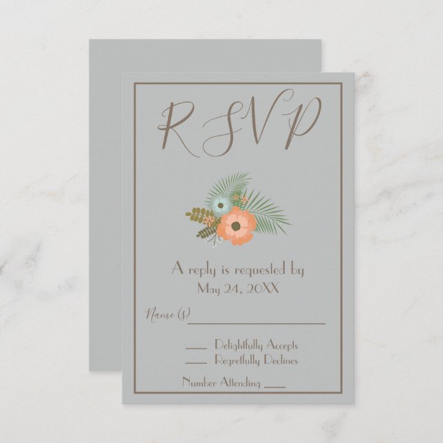 Invitación Hermoso RSVP Azul (Anverso / Reverso)