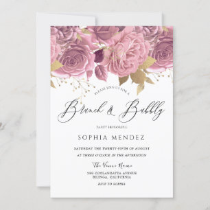 Invitación Hermoso Rubor Floral Bridal Shower Brunch Bubbly