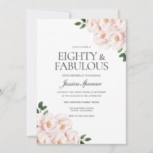 Invitación Hermoso Rubor Pink Elegant 80º cumpleaños