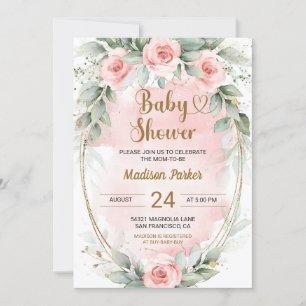Invitación Hermoso Rubor Rosa Baby Shower