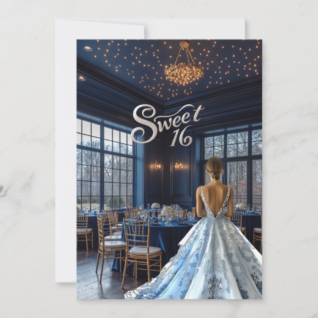 Invitación Hermoso Salón de Baile Azul (Anverso)