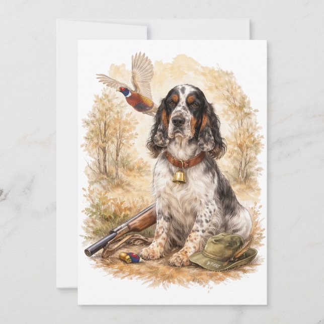 Invitación Hermoso Setter con faisanes, Arte (Anverso)
