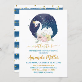 Invitación Hermoso Swan Delicada Marina Blue Boy Baby Shower