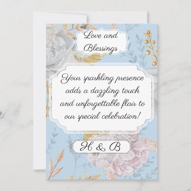 Invitación Hermoso tono azul bebé (Anverso)