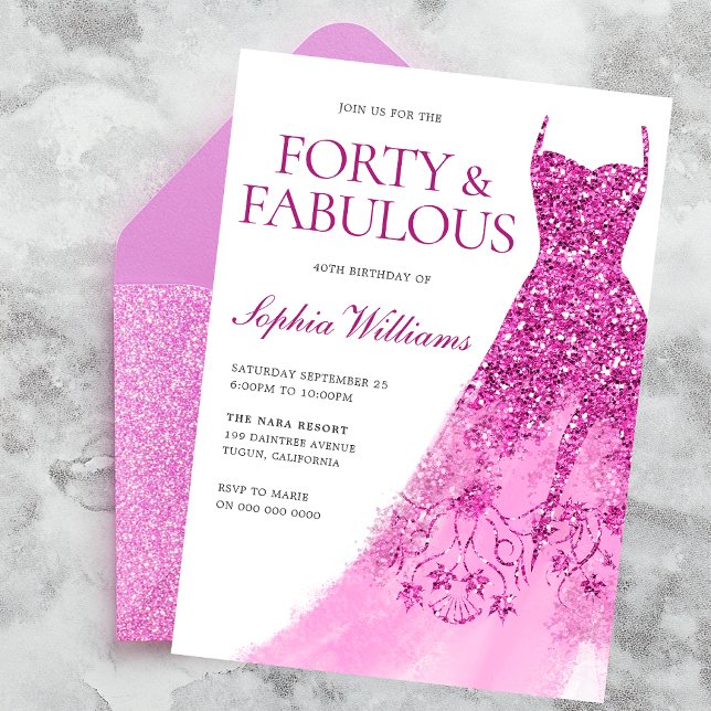 Invitación Hermoso vestido de espuma 40 Fiesta de cumpleaños (Subido por el creador)