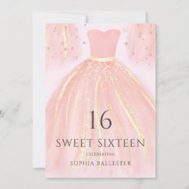 Invitación Hermoso vestido de sirena rosa de Rubor dulce 16 F