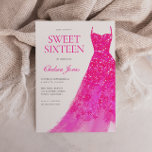 Invitación Hermoso vestido rosa dulce dieciséis Fiestas<br><div class="desc">Hermoso vestido rosa dulce Dieciséis invitaciones de 16 fiestas Variaciones a la invitación y artículos coincidentes en nuestra tienda</div>