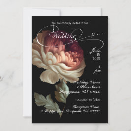 Invitación Hermoso Viejo Mundo Romántico Pintado Flor P1ink