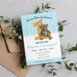 Invitación Hermoso Vintage Teddy Bear Primer Cumpleaños