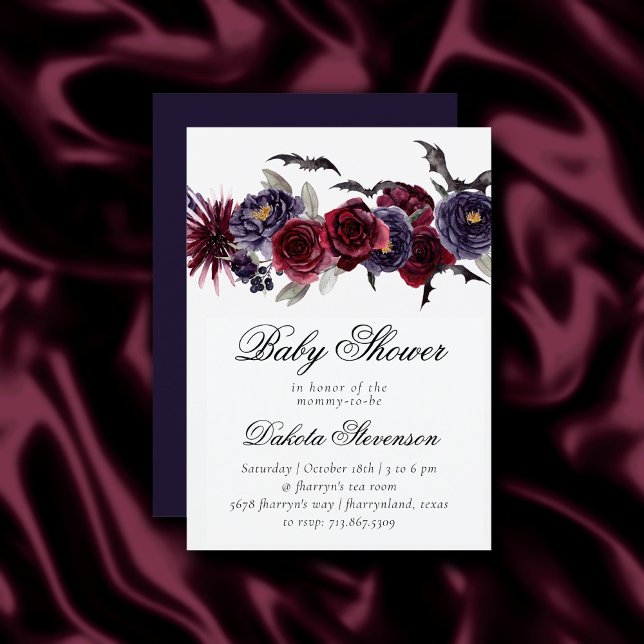 Invitación Hermoso y espeluznante | Baby Shower Gótico Floral (Subido por el creador)