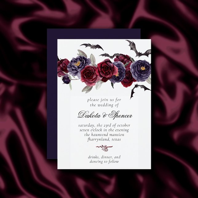 Invitación Hermoso y espeluznante | Bats morados y rojos oscu (Subido por el creador)