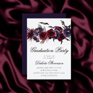 Invitación Hermoso y espeluznante   Graduación de Bats Floral