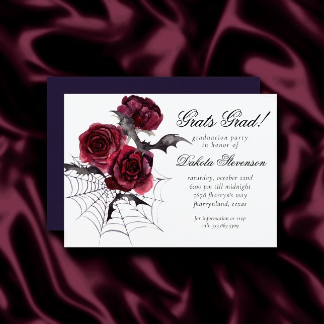 Invitación Hermoso y espeluznante | Graduación de Bats Floral (Subido por el creador)
