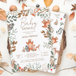 Invitación Hermosos animales de bosque de hierba de madera de