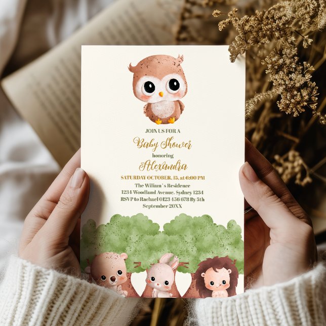 Invitación Hermosos animales de bosque de hierba de madera de (Subido por el creador)