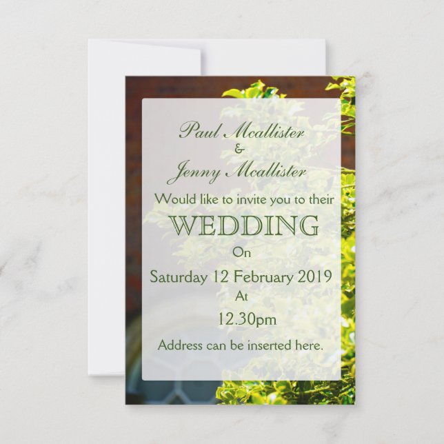 Invitación Hermosos árboles de jardín (Anverso)