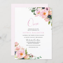 Invitación Hermosos Chicas de las flores rosadas de Rubor