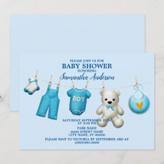 Invitación Hermosos chicos azules de Baby Shower